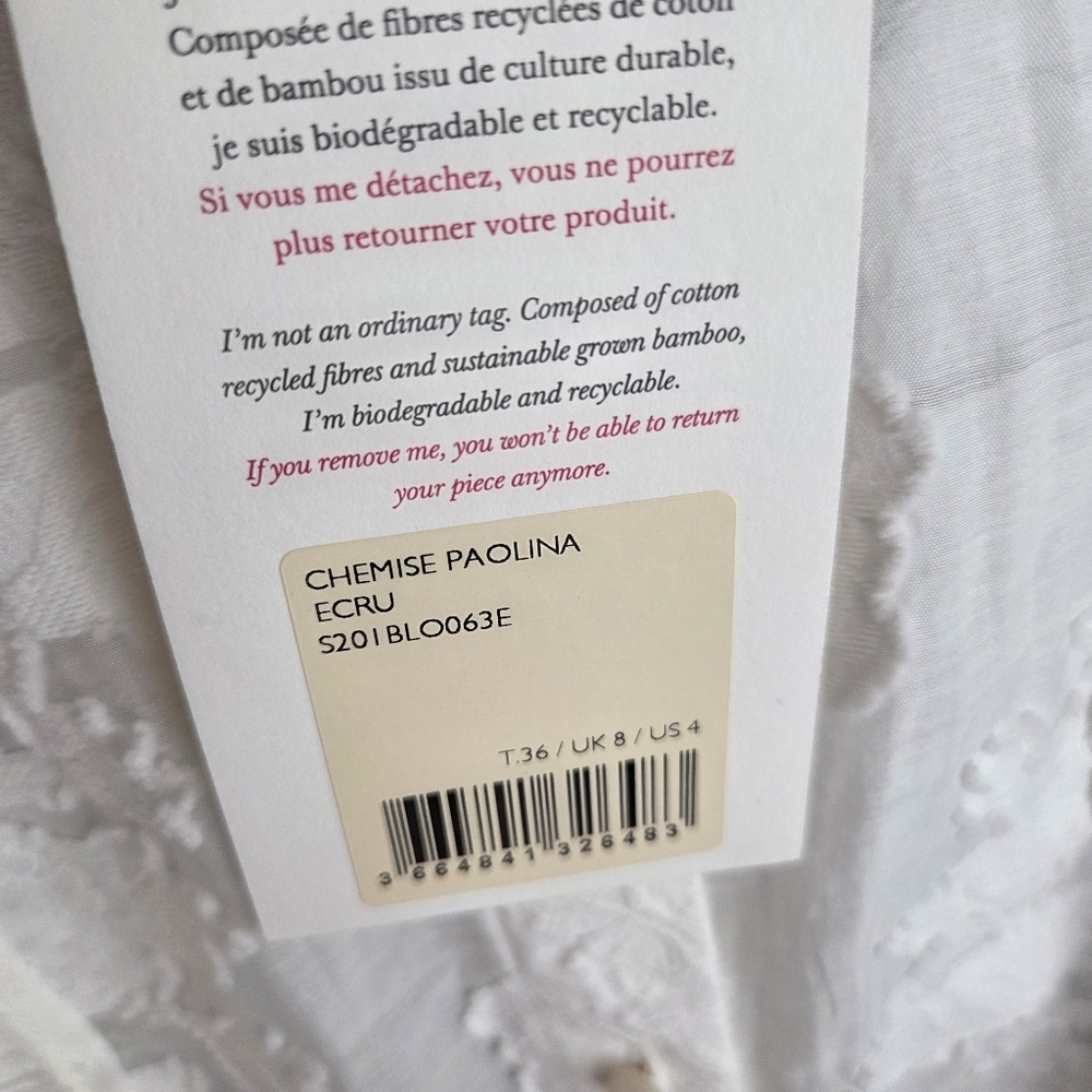 Sezane Paolina Blouse size 36 NWT - Picture 13 of 13
